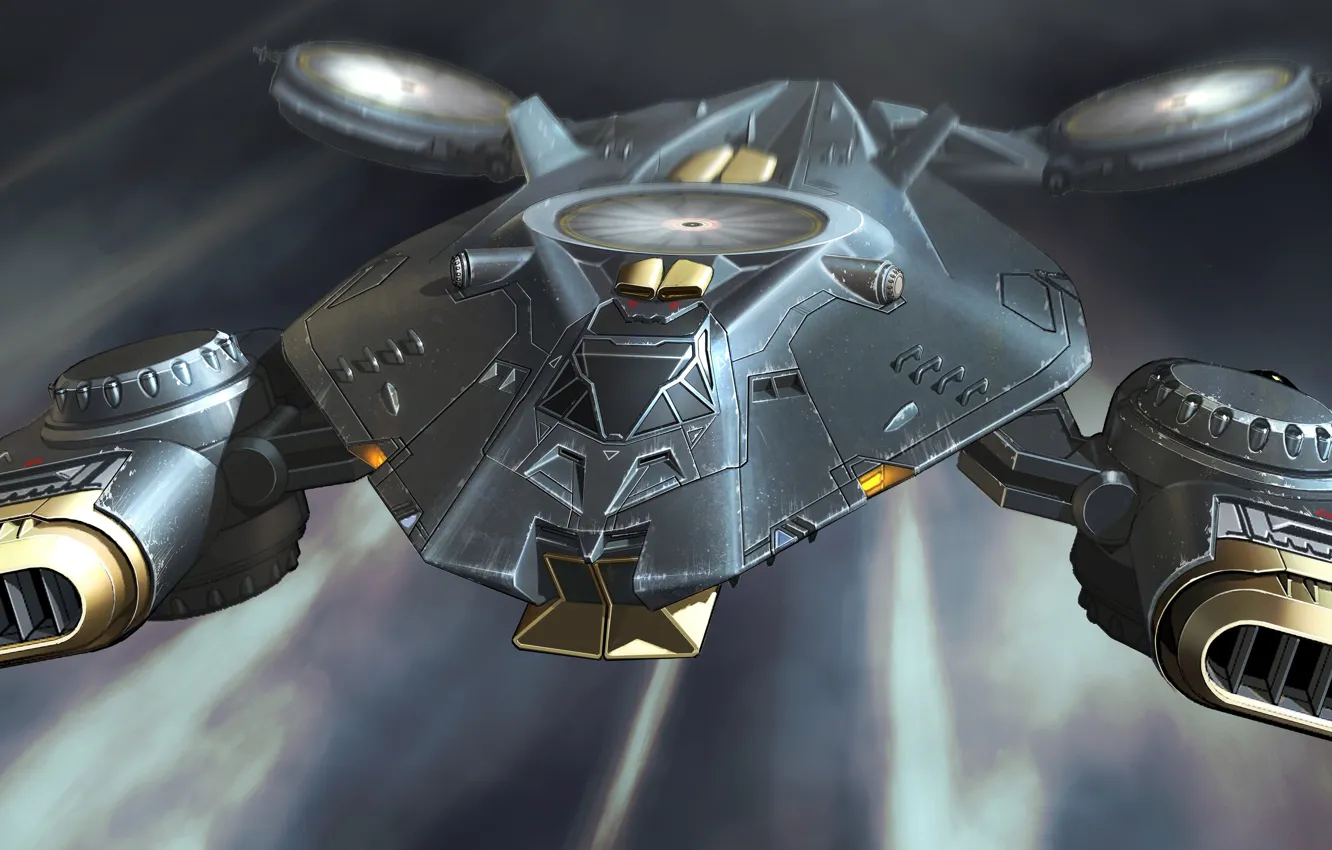 Photo wallpaper artwork, hovercraft, VTOL, fighter jet, Jason Hazelroth, Drone attack