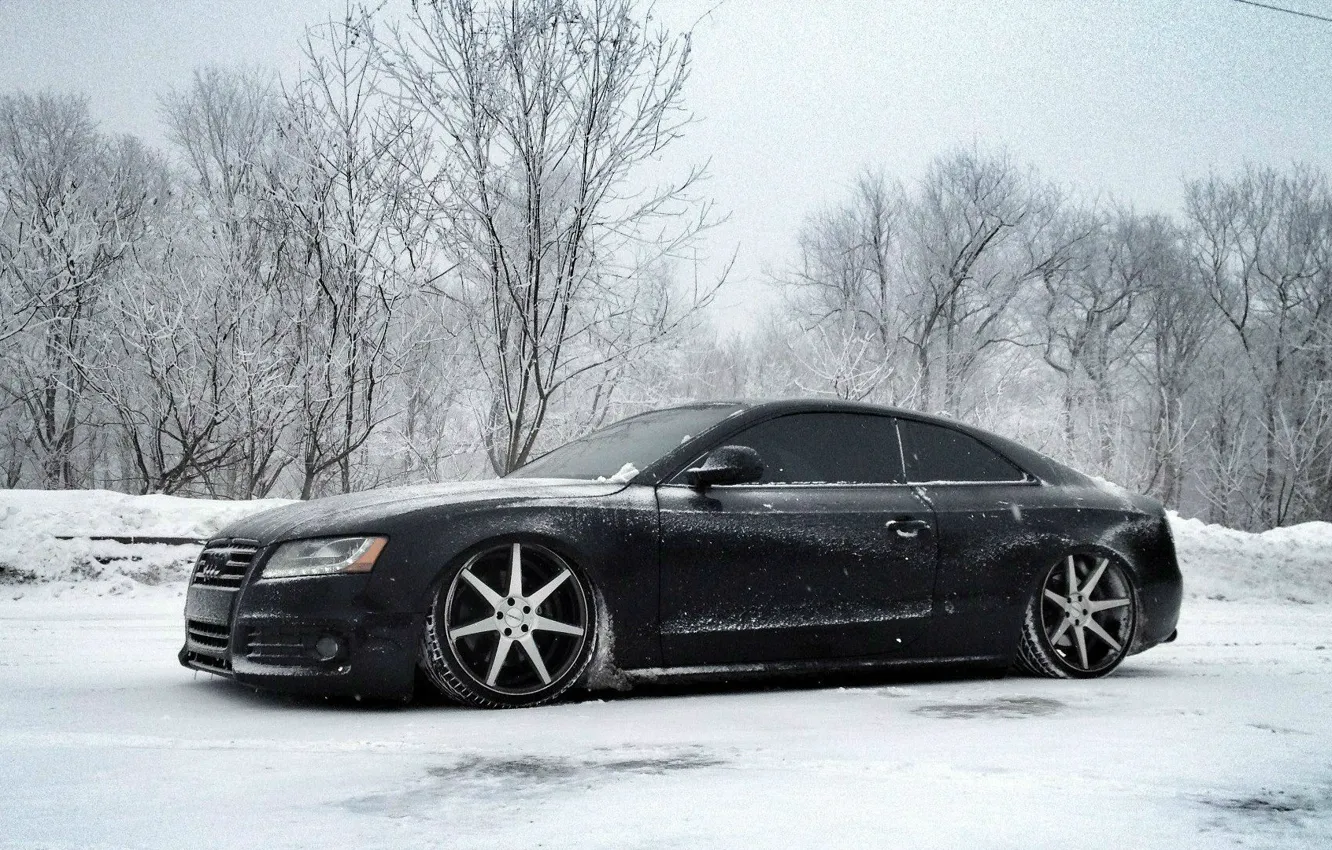 Photo wallpaper Winter, Audi, Snow, Tuning, Drives, Audi S5, Vossen