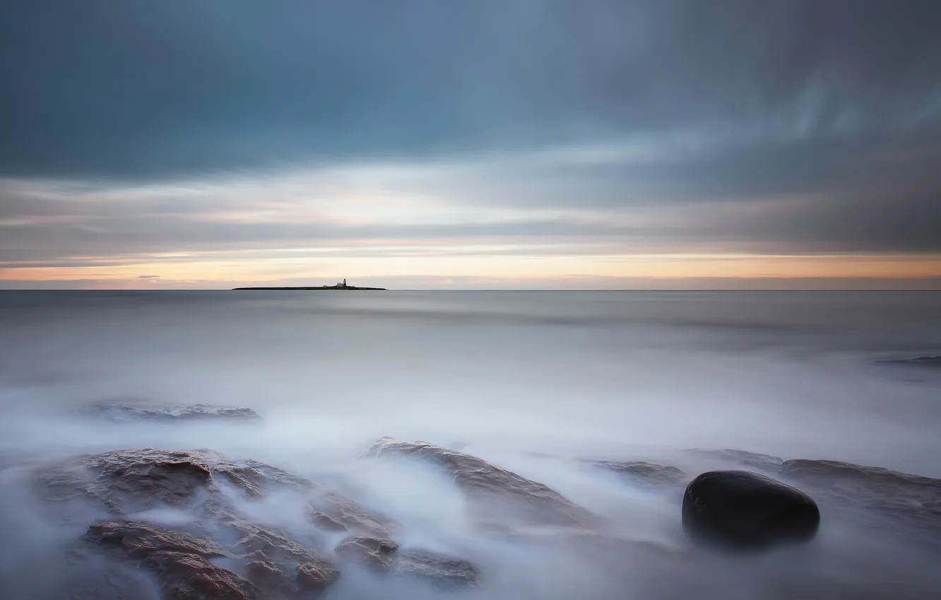 Photo wallpaper sea, landscape, sunset