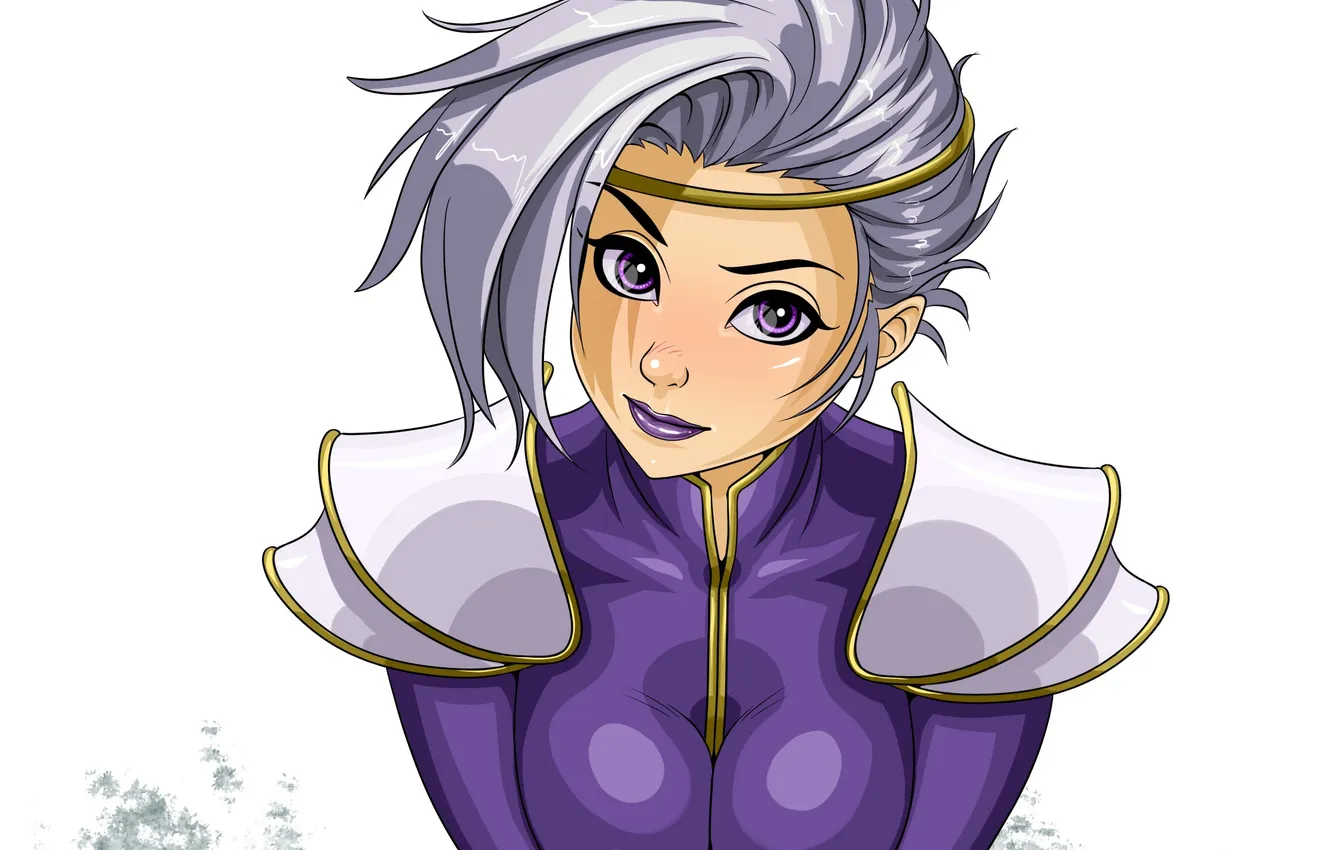 Photo wallpaper girl, face, hairstyle, Naomi, white hair, art