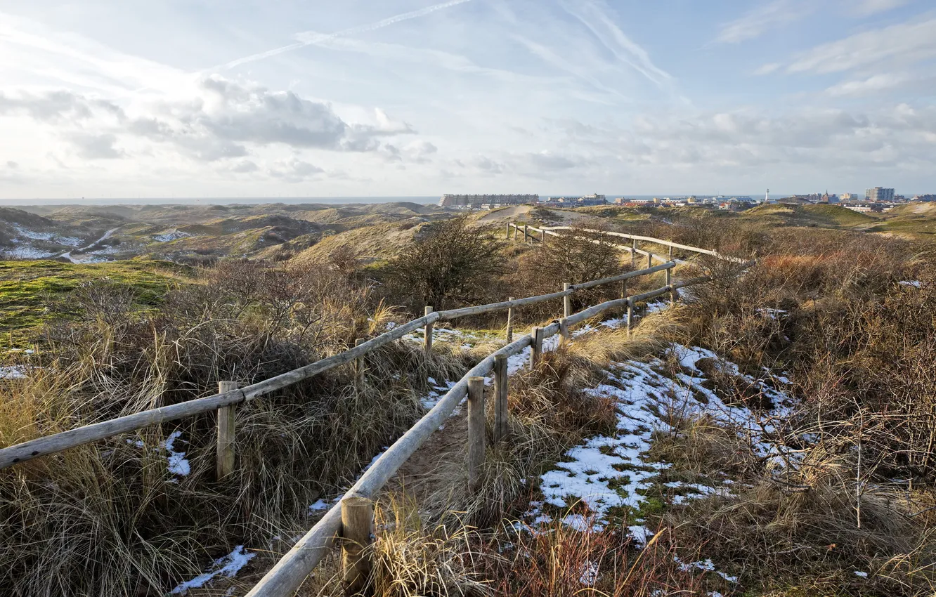 Photo wallpaper field, the sky, nature, the city