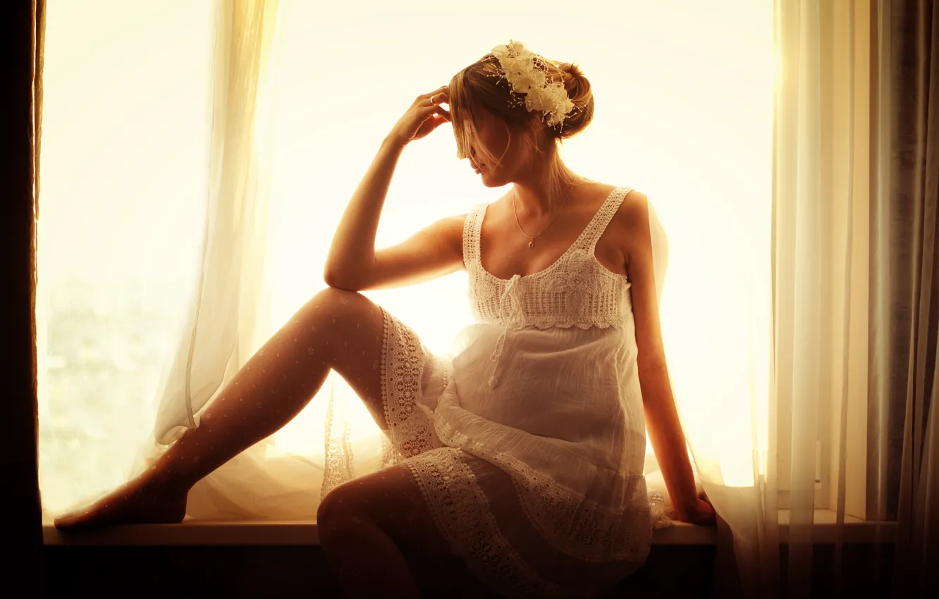 Photo wallpaper girl, beautiful, pregnant