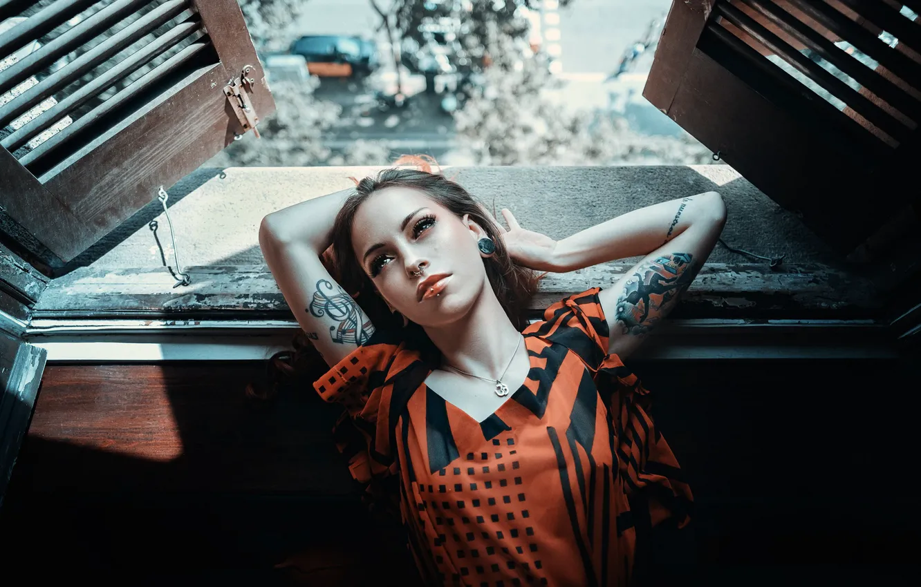 Photo wallpaper face, relax, model, tattoo, Euforia