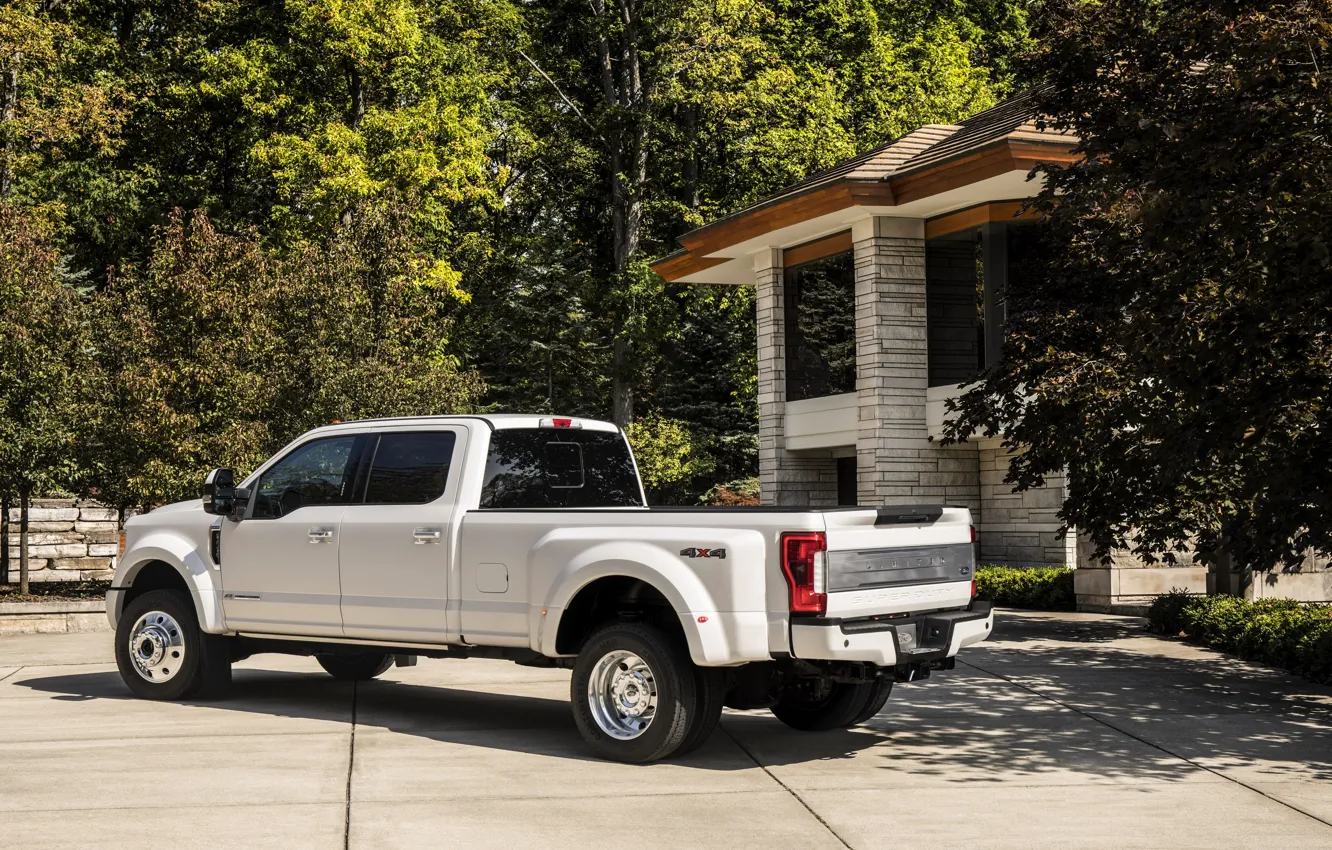 Photo wallpaper trees, vegetation, Ford, pickup, 4x4, 2018, 440 HP, Super Duty