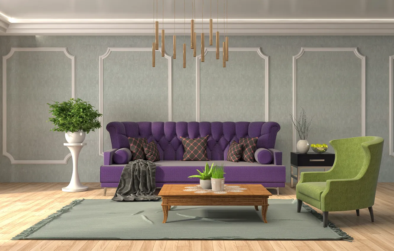 Photo wallpaper design, sofa, interior, living room, living room