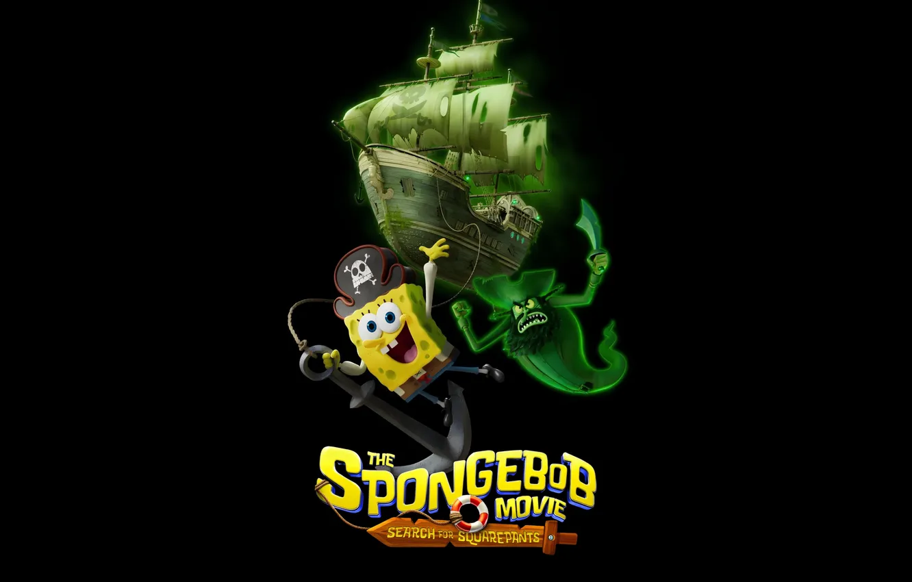 Photo wallpaper ship, cartoon, pirate, Ghost, black background, movies, Animation movies, 2026 Movies