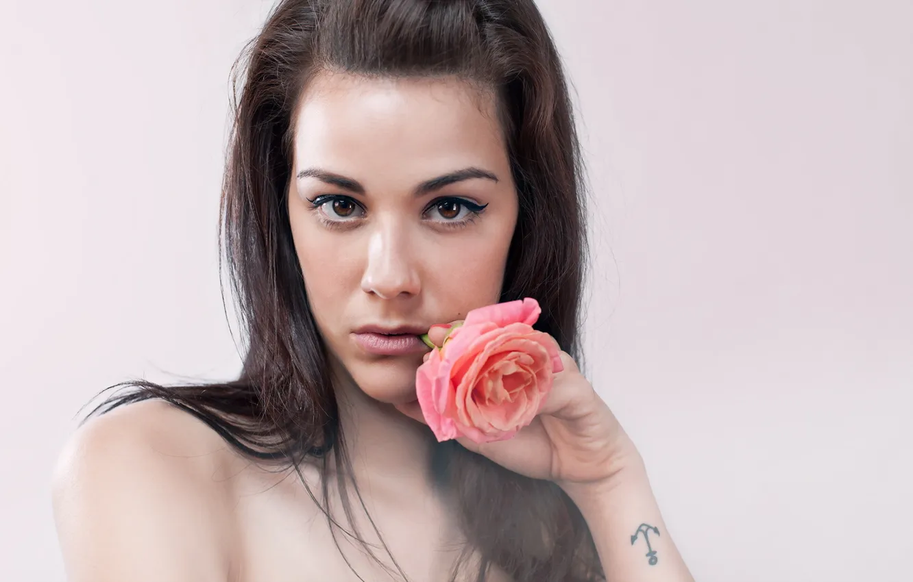 Photo wallpaper look, girl, roses