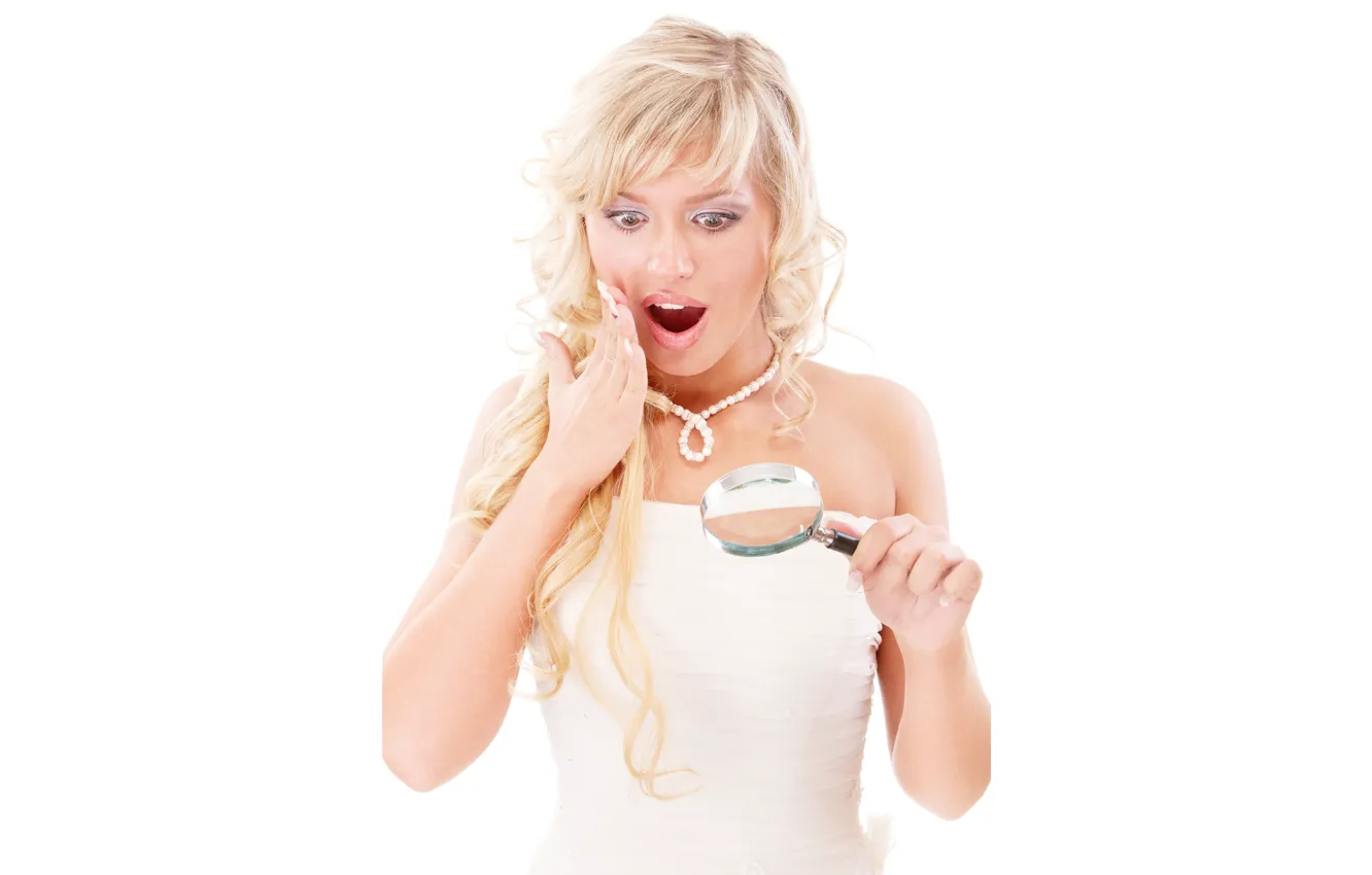 Photo wallpaper girl, hot, sexy, screem, magnifier, Surprised, Amazed