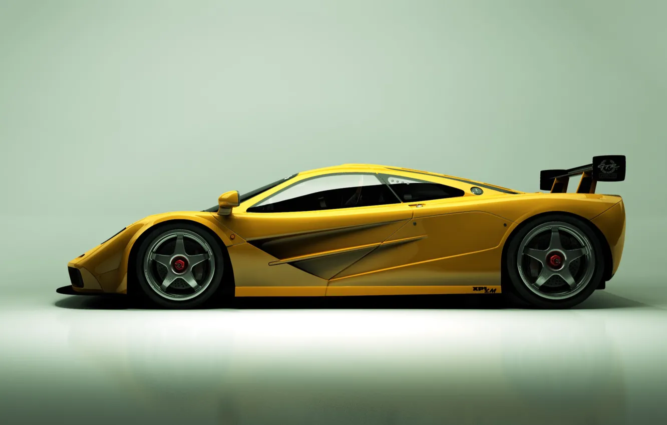 Photo wallpaper McLaren, Yellow, Machine, Car, Render, Supercar, Rendering, Sports car