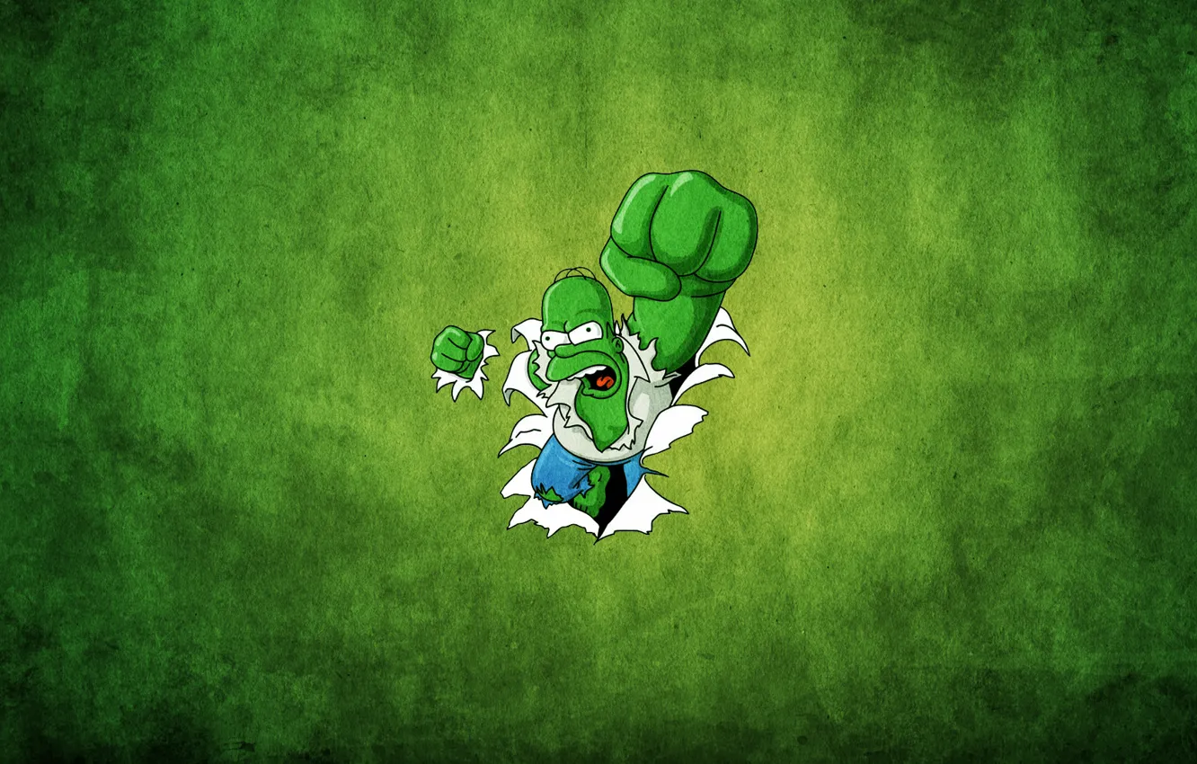 Photo wallpaper green, cartoon, The simpsons, texture, Homer, Hulk, The Simpsons