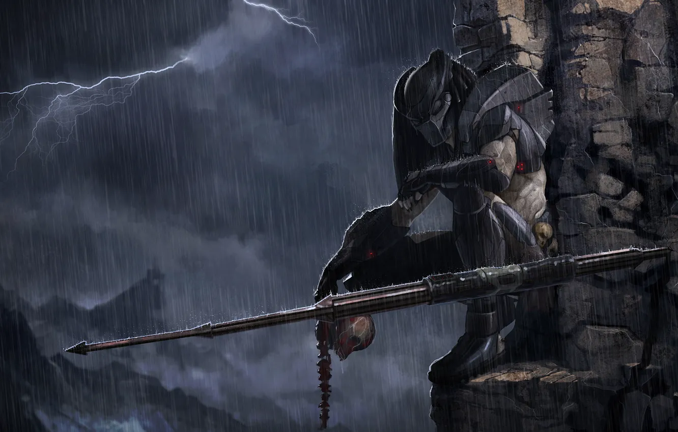 Photo wallpaper predator, spear, alien, The Predator