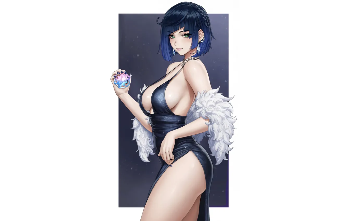 Photo wallpaper girl, hot, sexy, blue, anime, pretty, ball, babe