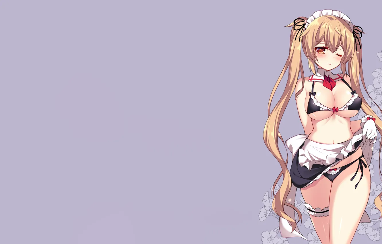 Photo wallpaper girl, sexy, lingerie, bra, cleavage, panties, long hair, boobs