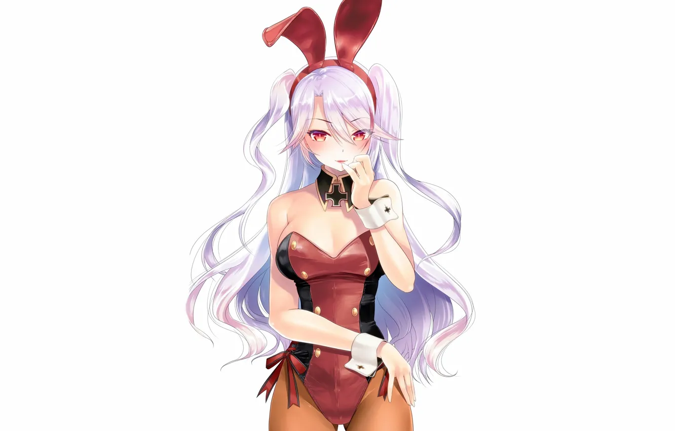 Photo wallpaper girl, sexy, cleavage, long hair, boobs, anime, beautiful, red eyes