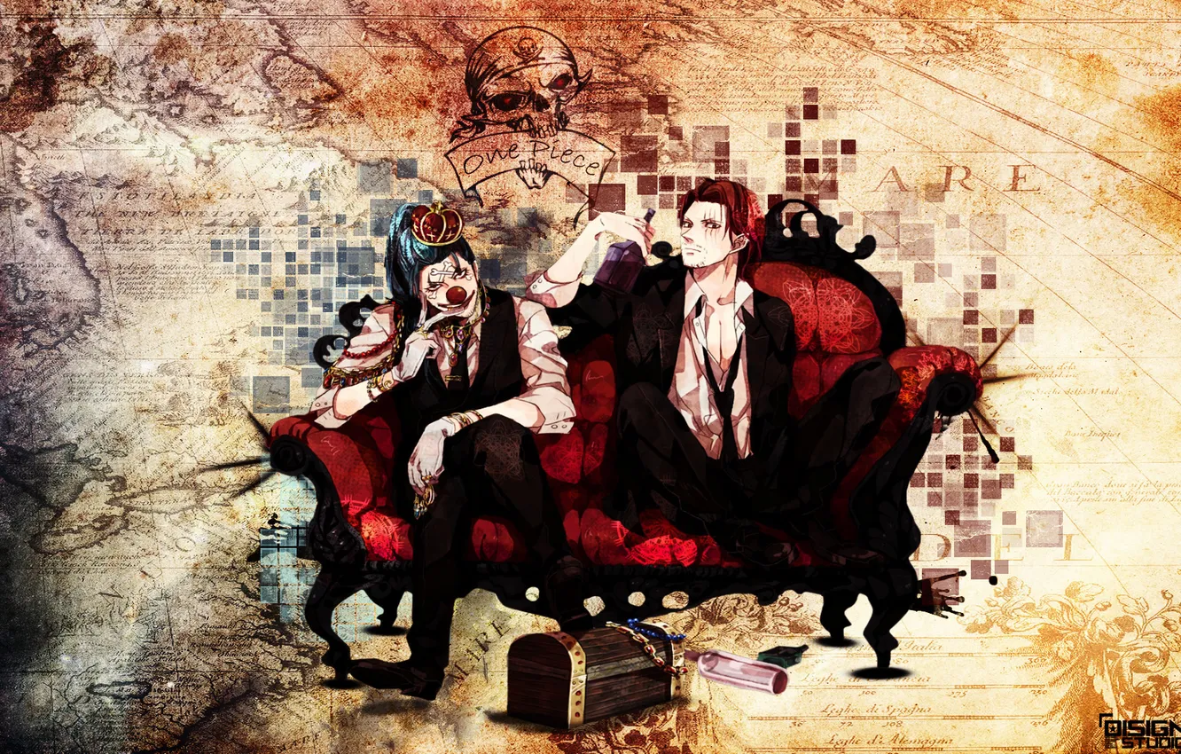 Photo wallpaper one piece, one piece, shanks, clown buggy, shanks, one IPR, buggy The clown