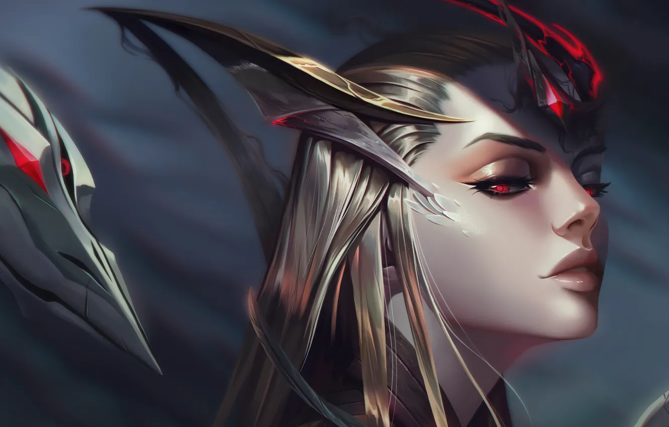 Photo wallpaper the game, game, character, red eyes, demoness, character, League of Legends, LOL