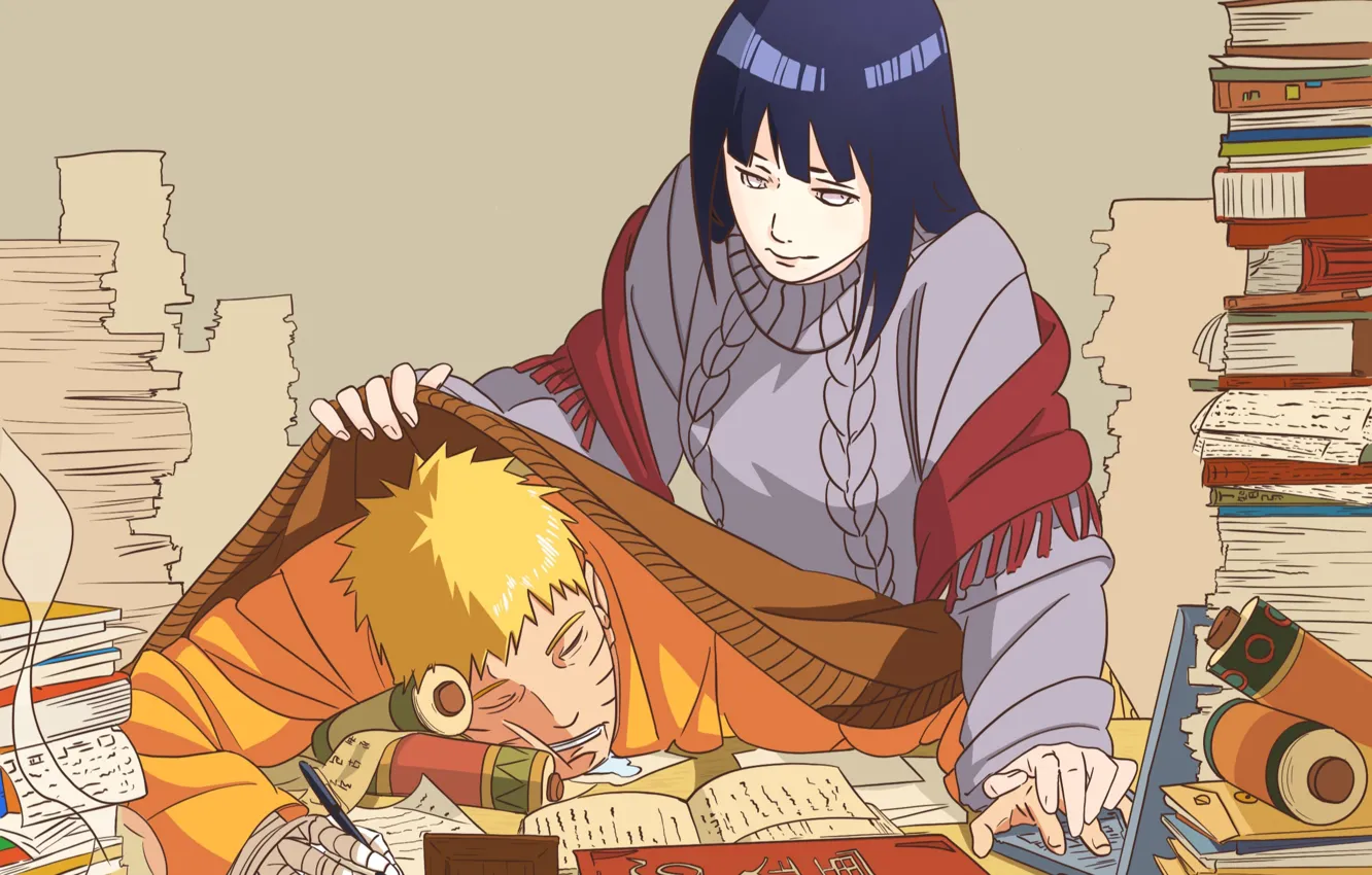 Photo wallpaper pair, sleeping, two, Naruto, Naruto, care, paper, Hokage