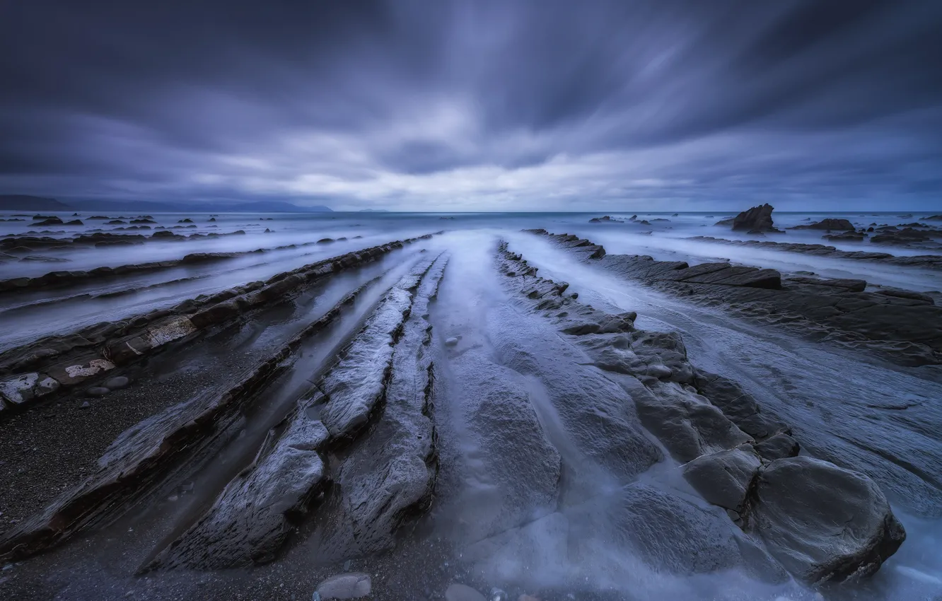 Photo wallpaper sea, the sky, nature, rocks, excerpt, Spain, Barrika