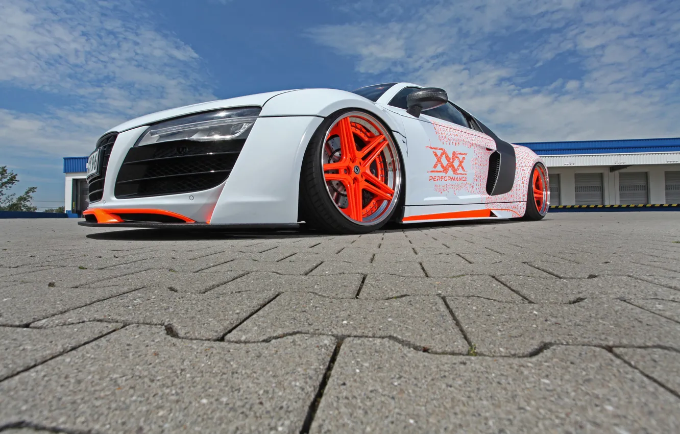 Photo wallpaper Audi, Orange, wheels, Car, White, XXX Performance, r8