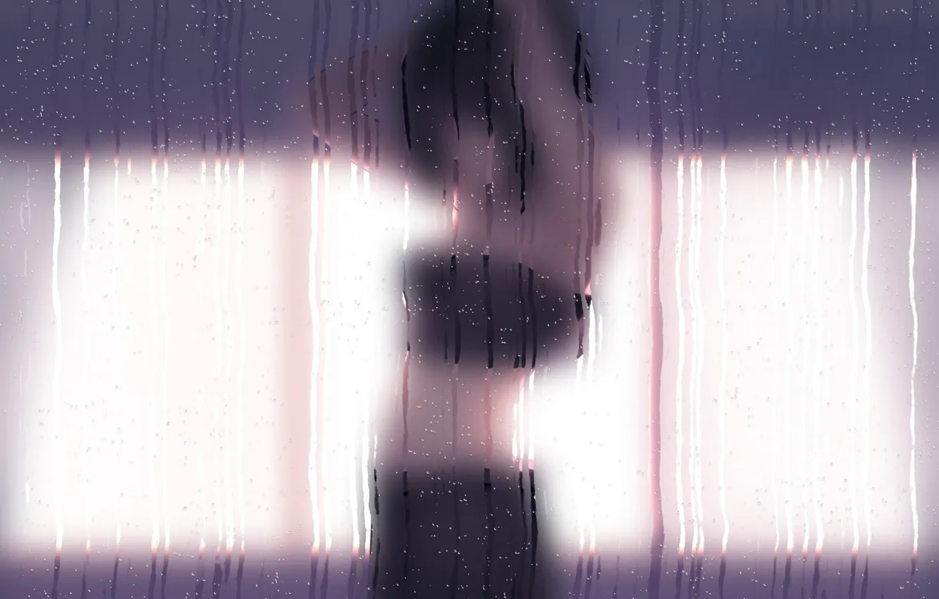 Photo wallpaper glass, girl, drops, anime, art, kara no kyoukai, ryougi shiki, boundary of emptiness: Garden of …