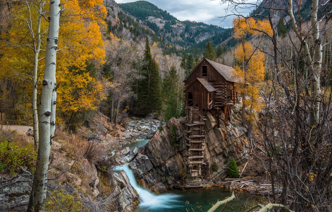 Photo wallpaper United States, landscape, Crystal Mill