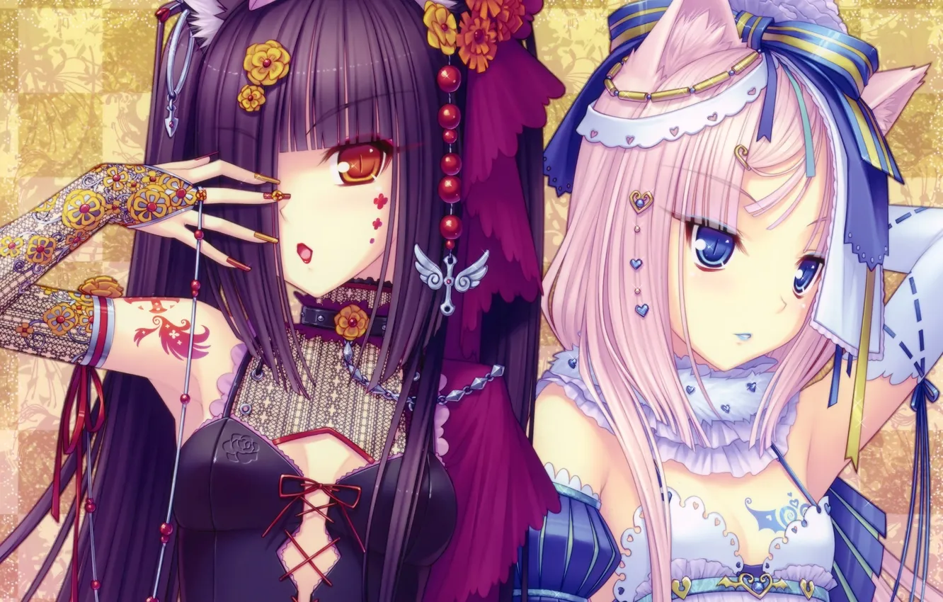 Photo wallpaper girl, tattoo, corset, neko, vanilla, Sayori, Chocola, NEKO PARADISE