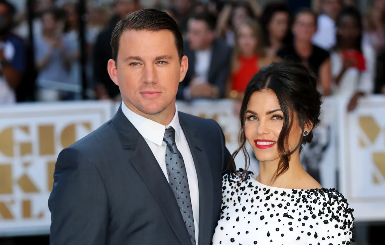 Photo wallpaper smile, dress, costume, actor, shirt, Jenna Dewan, Channing Tatum