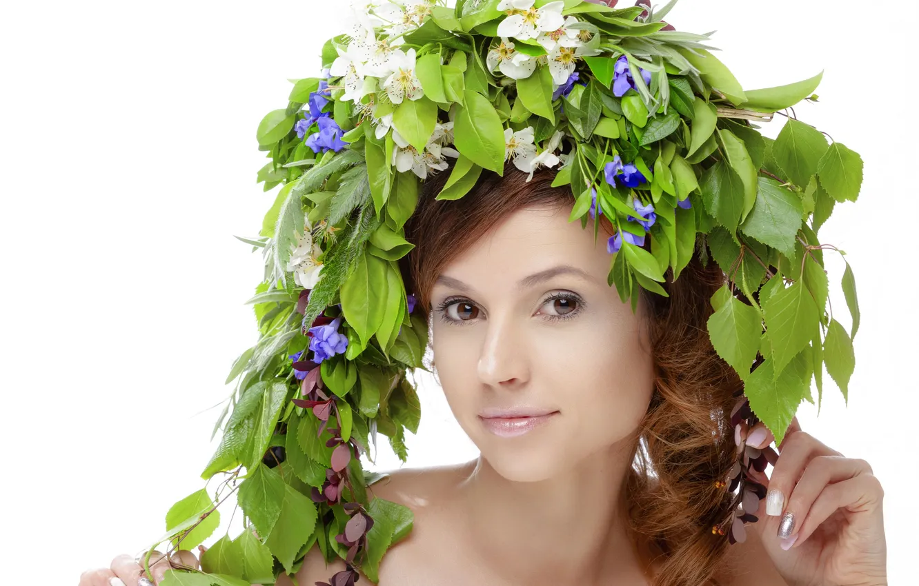 Photo wallpaper girl, model, image, wreath, Irina, Evgeny Degtev