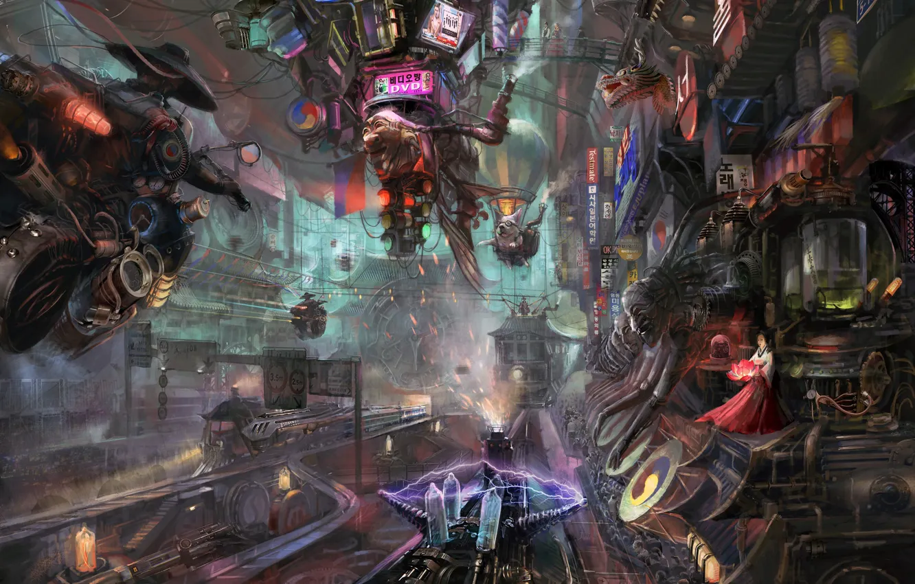 Photo wallpaper mechanism, steampunk, Korea, Hening Wang