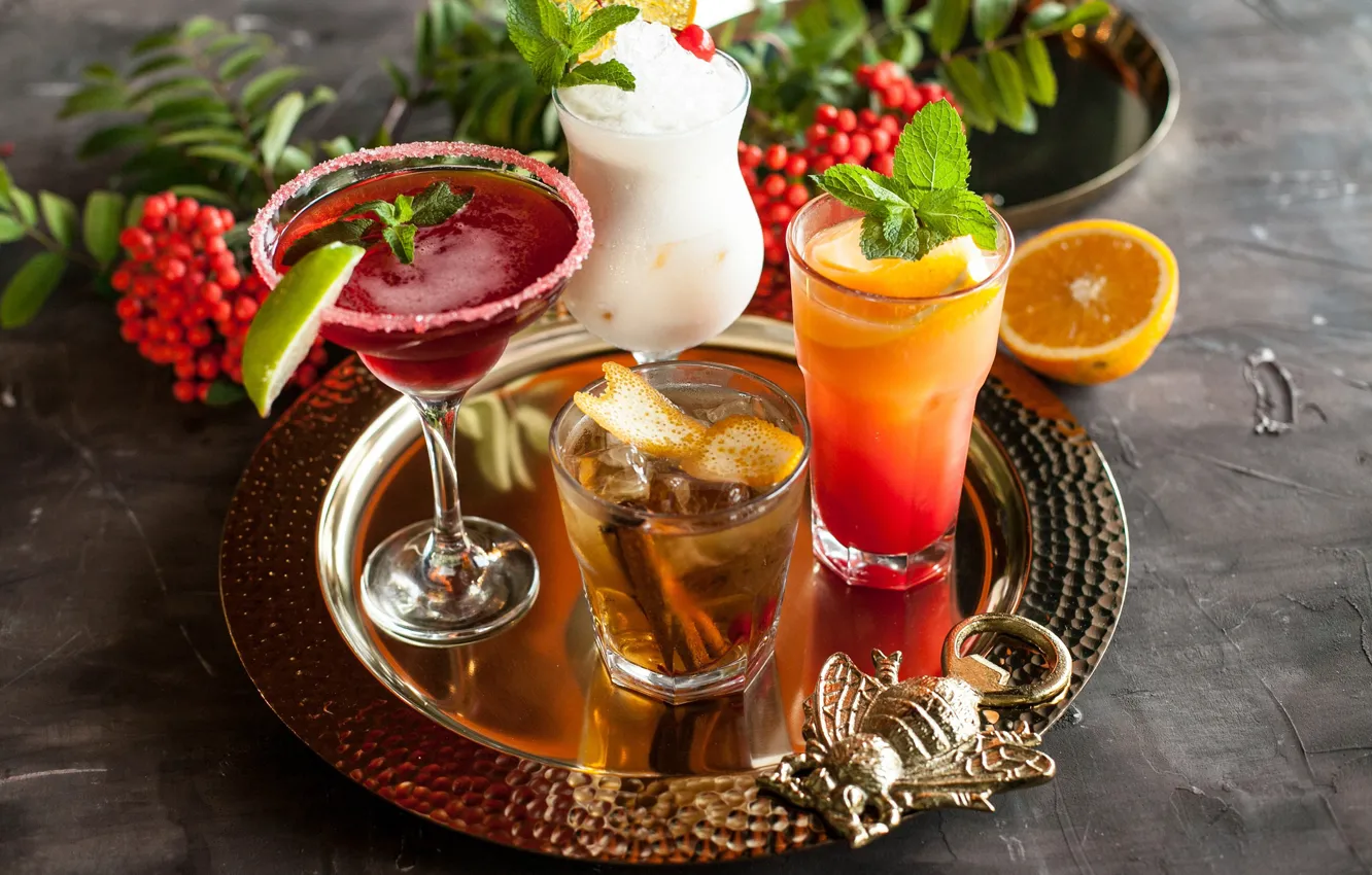 Photo wallpaper cocktail, lime, citrus, drink, mint, Rowan