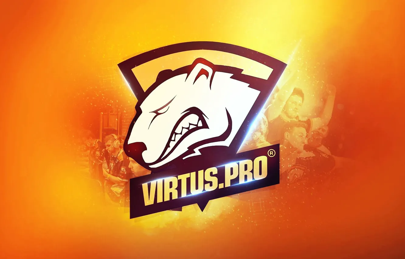 Photo wallpaper logo, team, csgo, cs go, orange background, virtus pro, virtuspro, Virtus