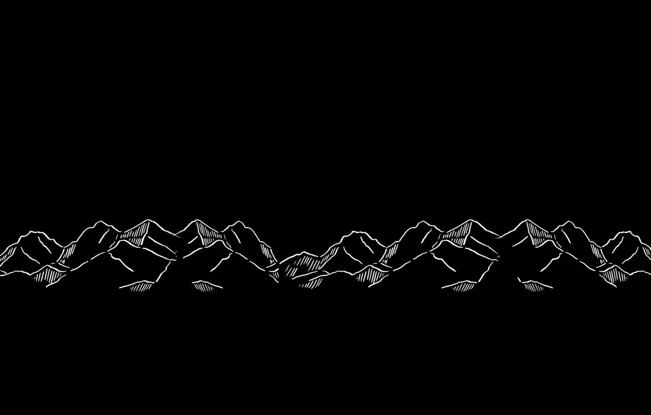 Photo wallpaper mountains, Minimalism, texture, black, black and white