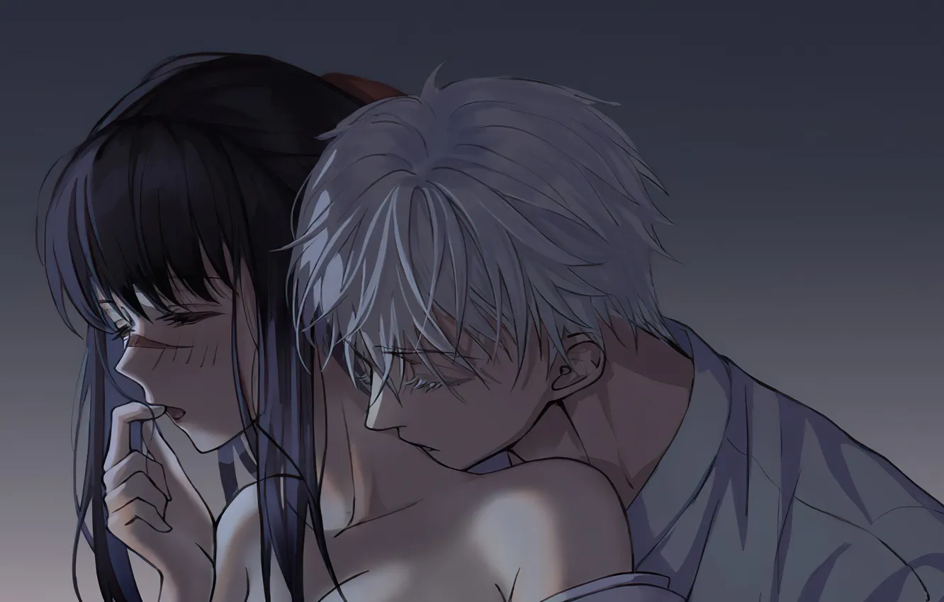 Photo wallpaper love, anime, art, artwok, Satoru Gojo, Utahime Iori, Jujtusu Kaisen