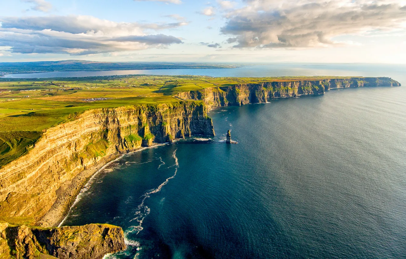 Photo wallpaper Dublin, epic, cliffs, coastline, Cliffs Of Moher, Coastal, drone view, County