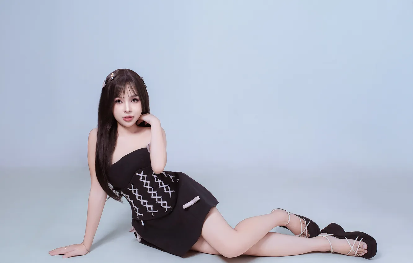 Photo wallpaper girl, dress, legs, Asian