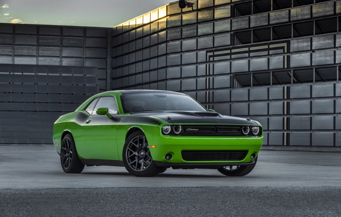 Photo wallpaper green, Dodge, Challenger, car, muscle, Dodge, muscle car, muscle