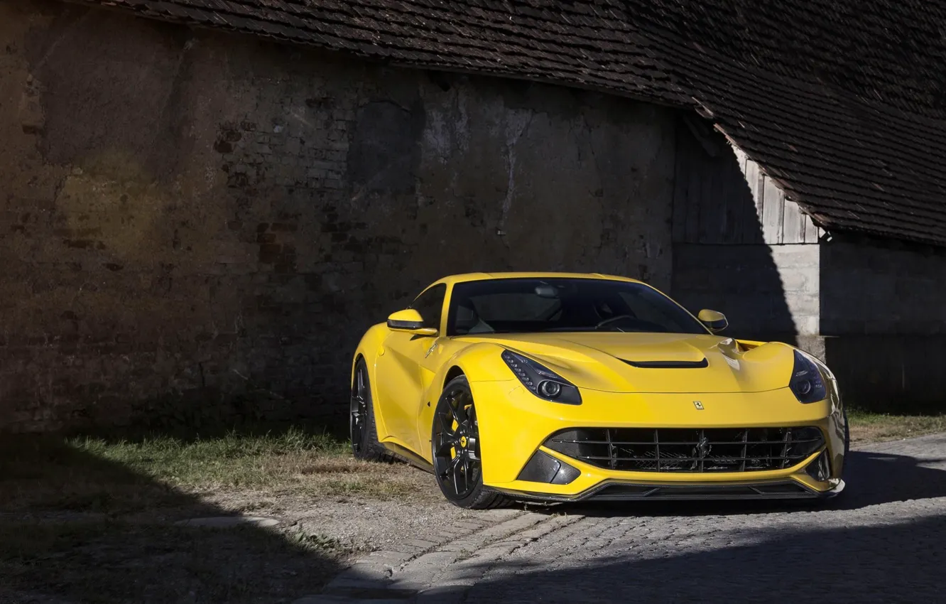 Photo wallpaper yellow, wall, Ferrari