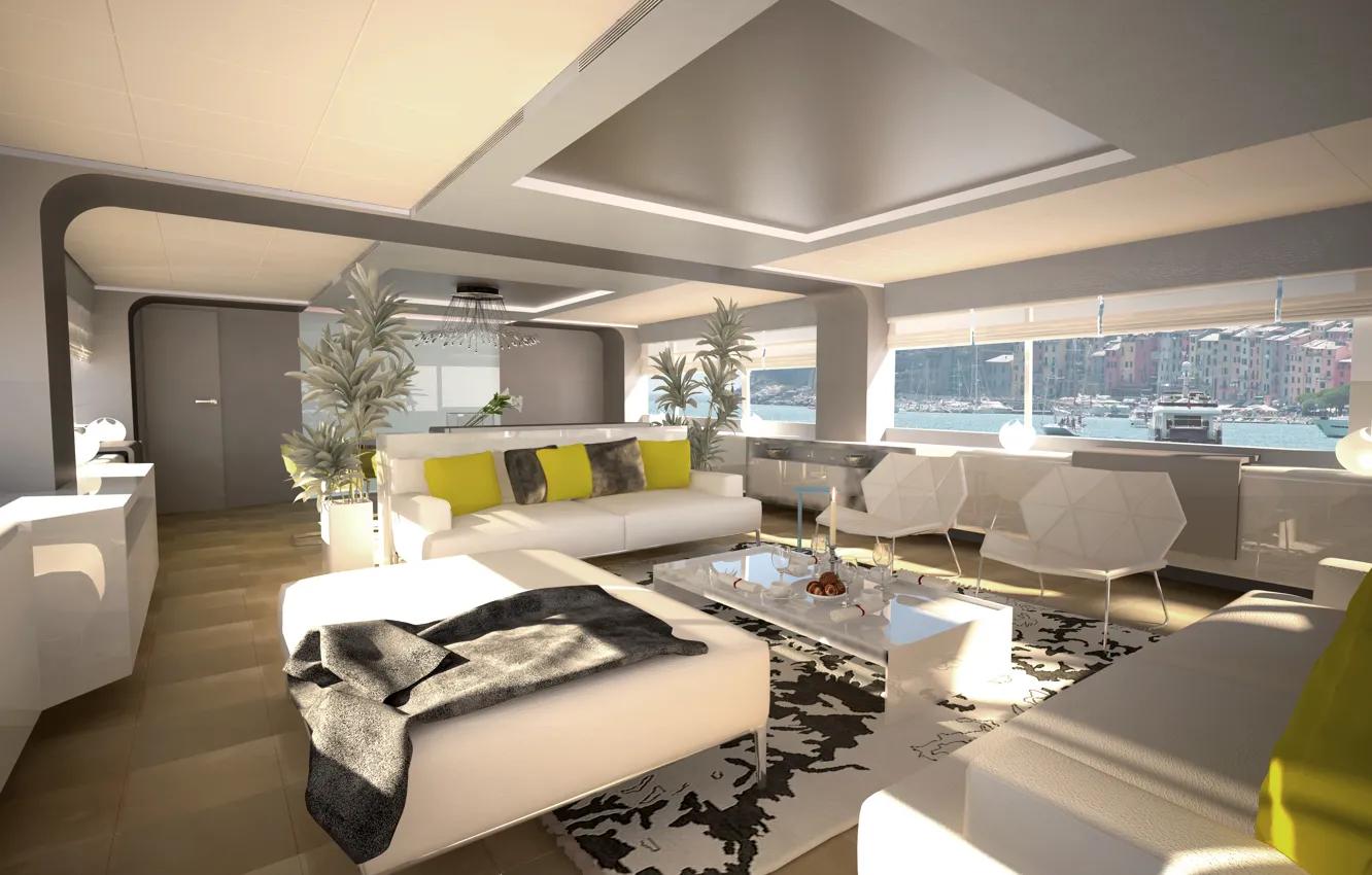 Photo wallpaper design, style, interior, yacht, salon, Suite, superyacht, Wider-150