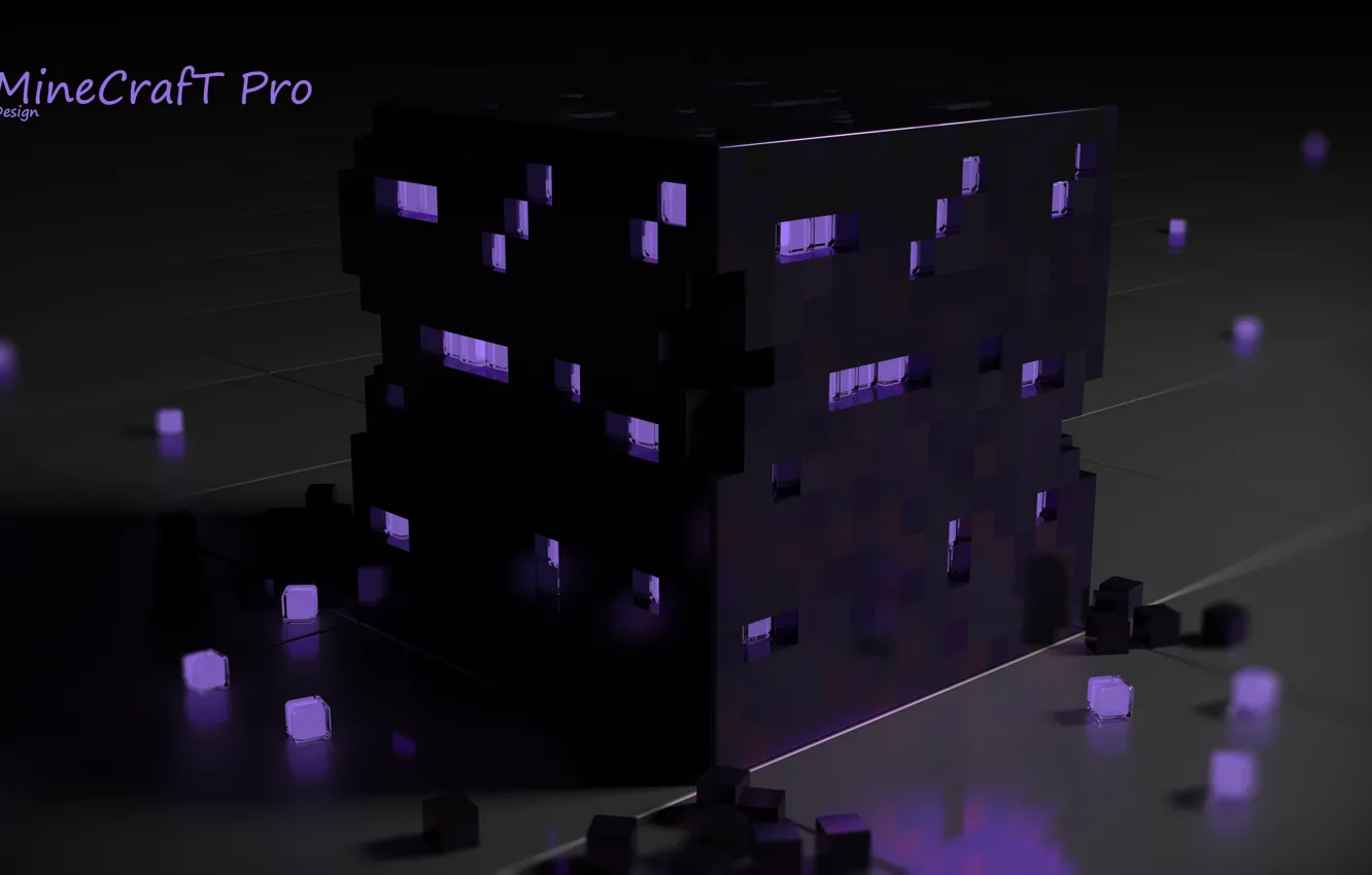 Photo wallpaper minecraft, obsidian, violet block, purple block