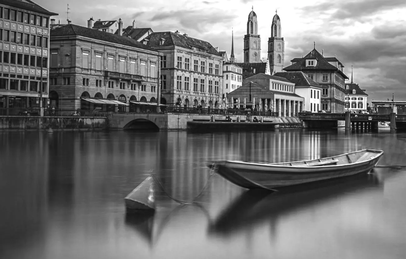 Photo wallpaper river, home, Switzerland, Zurich