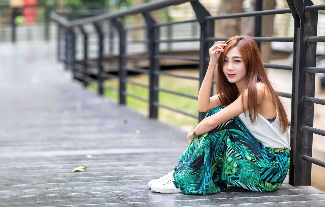 Photo wallpaper look, girl, hair, Asian