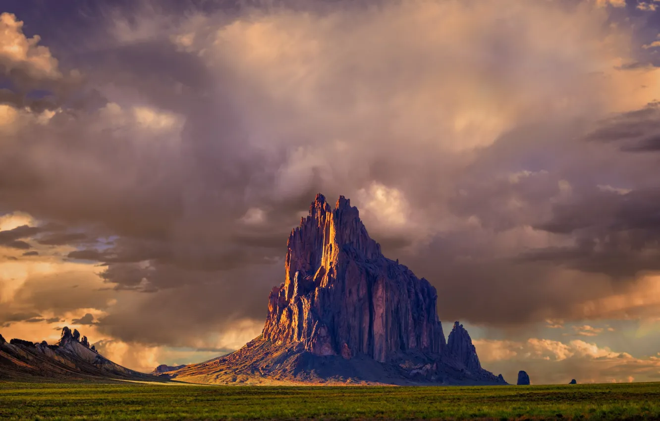 Photo wallpaper the sky, clouds, clouds, nature, rain, rocks, desert, USA