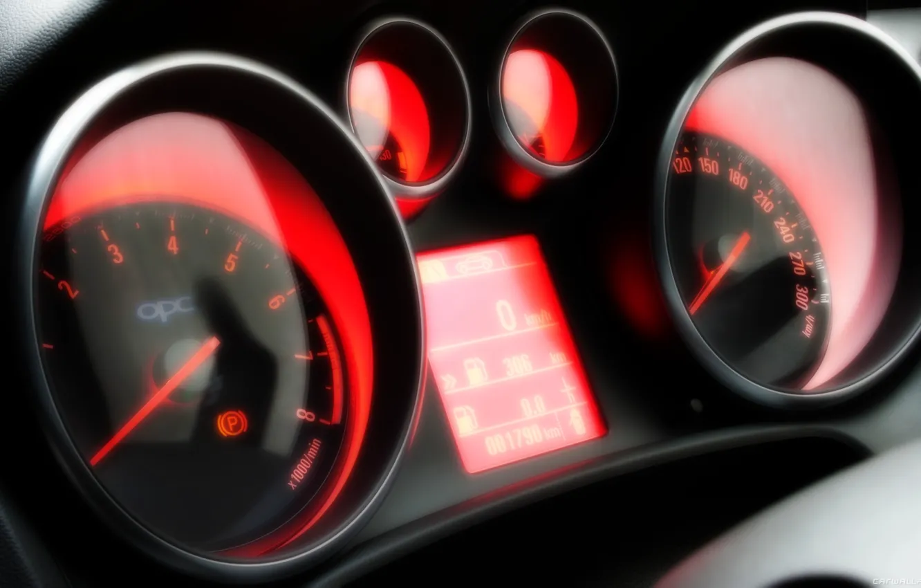 Photo wallpaper red, speedometer, Ford Fusion