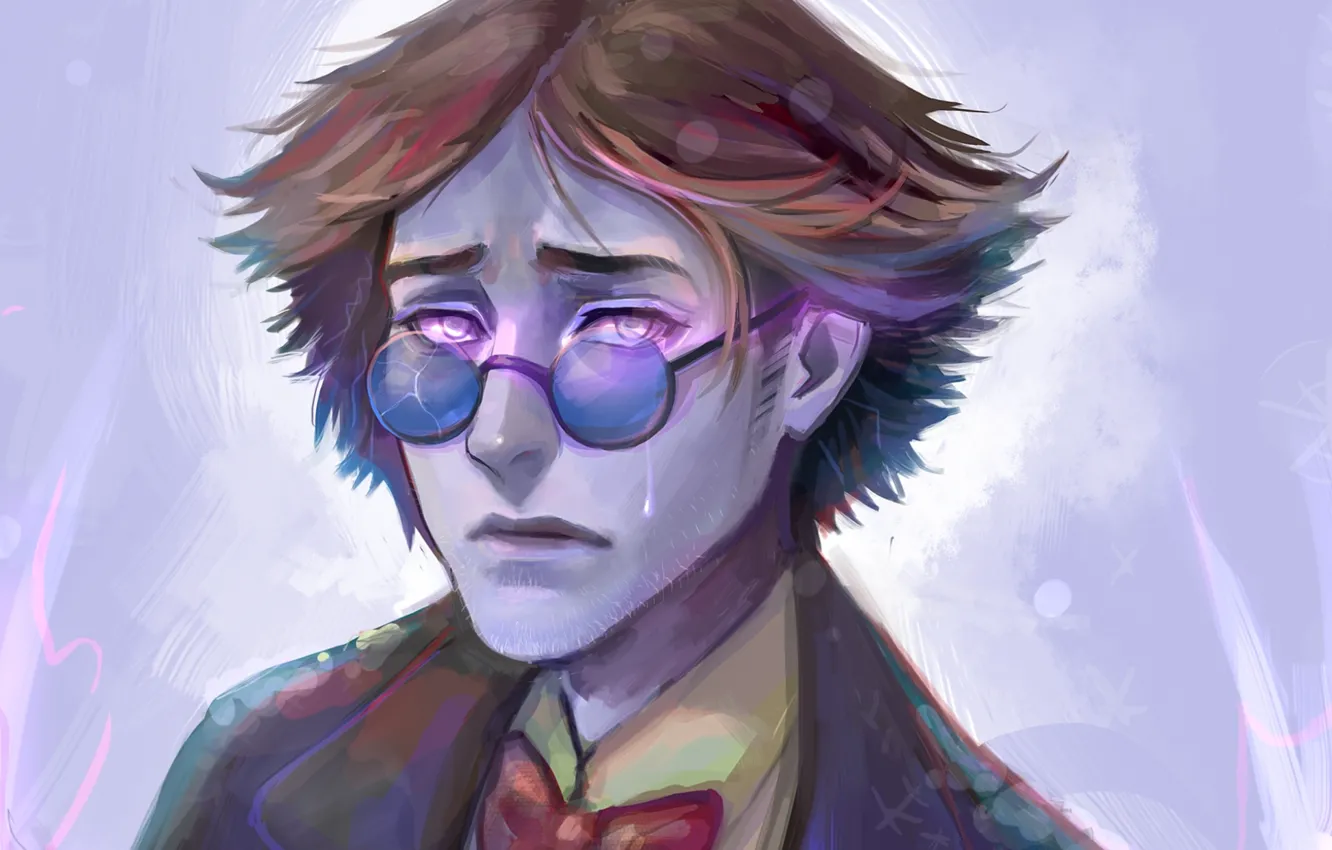 Photo wallpaper butterfly, art, glasses, male, guy, bow, adventure time, Adventure Time