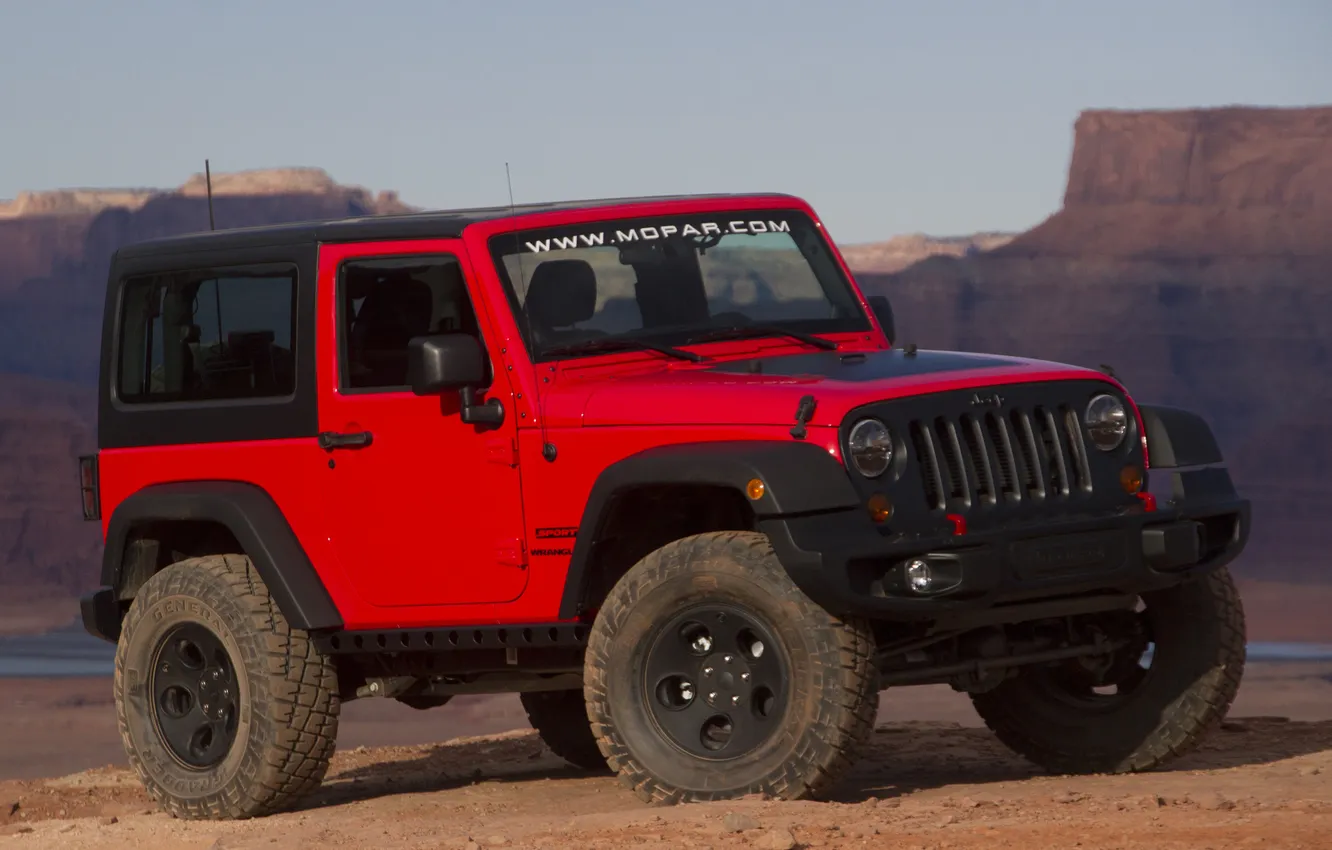 Photo wallpaper car, Concept, red, suv, Slim, Wrangler, Jeep