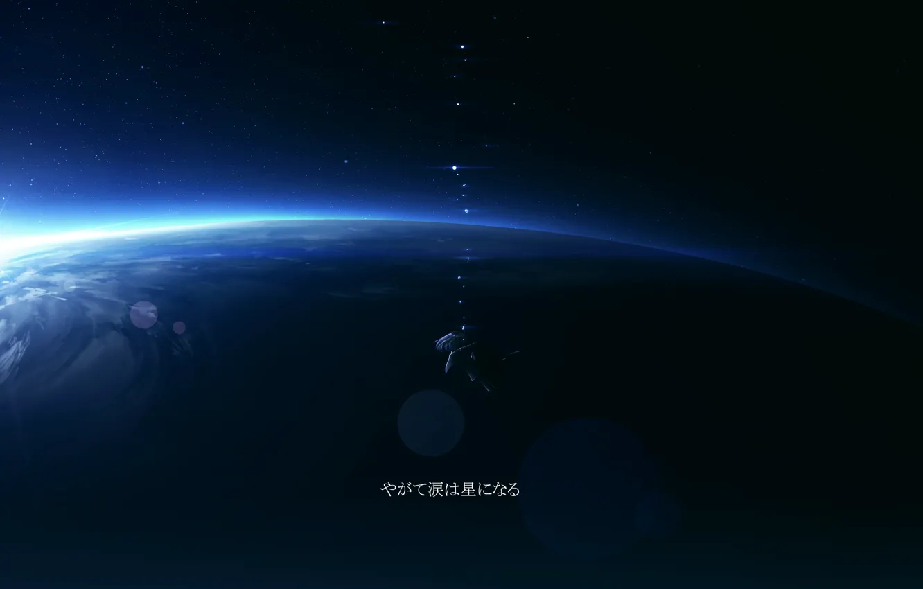 Photo wallpaper girl, space, fiction, falls