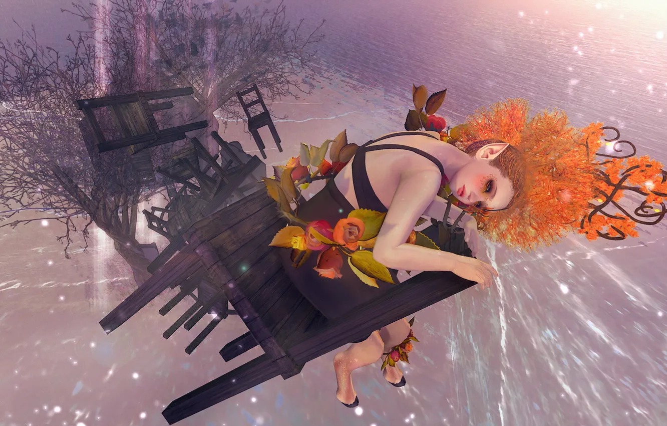 Photo wallpaper girl, rendering, background