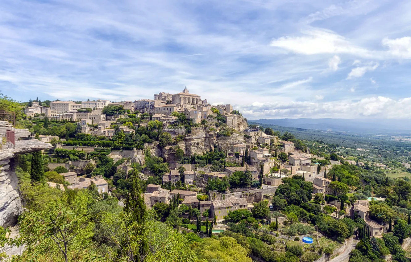 Photo wallpaper landscape, France, mountain, home, Provence, Proud