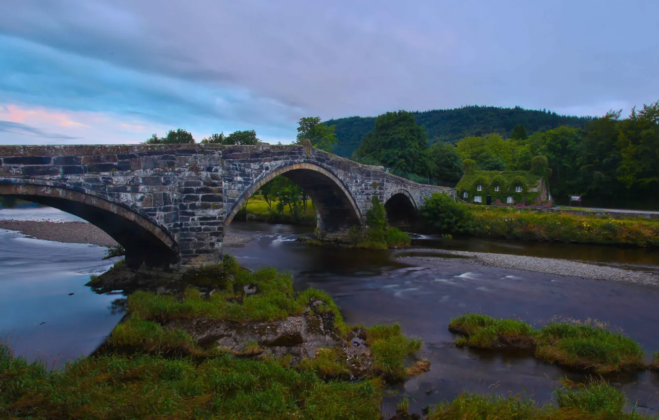 Photo wallpaper bridge, England, England, Wales, Wales, Llanrwst Bridge, Tu Hwnt I r Bont, River Conwy