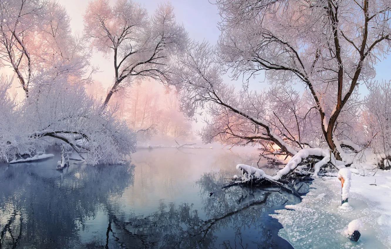 Photo wallpaper winter, landscape, of priod